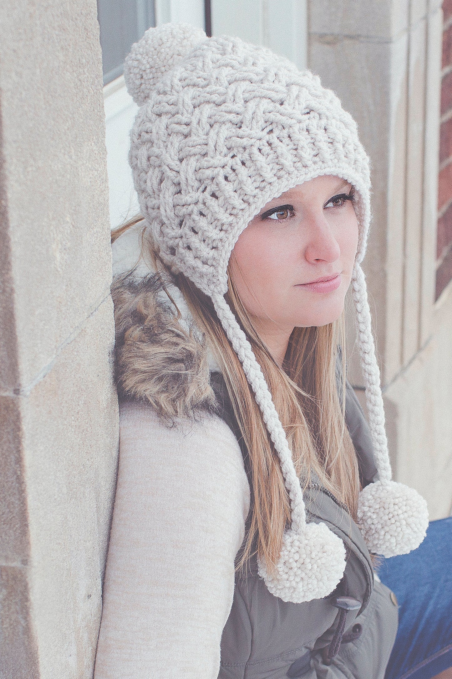 Crochet Pattern for Chunky Diagonal Weave Pom Pom Slouch | Crochet Hat Pattern | Hat Crocheting Pattern | DIY Written Crochet Instructions