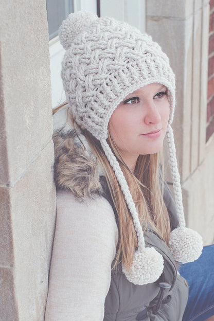 Crochet Pattern for Chunky Diagonal Weave Pom Pom Slouch | Crochet Hat Pattern | Hat Crocheting Pattern | DIY Written Crochet Instructions