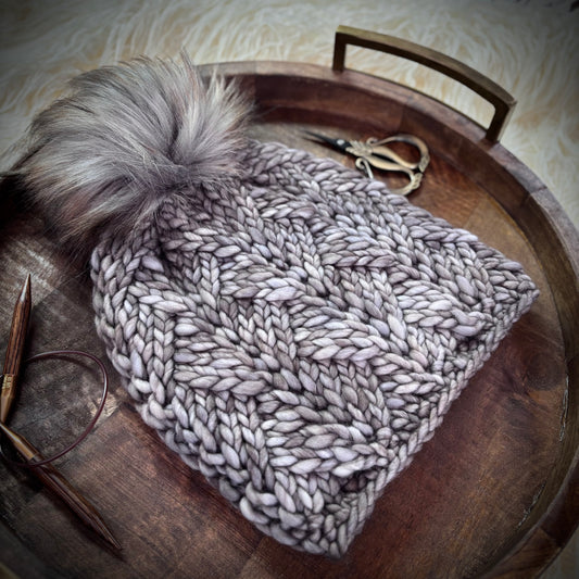 Convergence Beanie | LUXURY Handmade 100% Merino Wool Knit Beanie | Malabrigo Rasta | Detachable Faux Fur Pom Pom | ADULT size | Ready To Ship