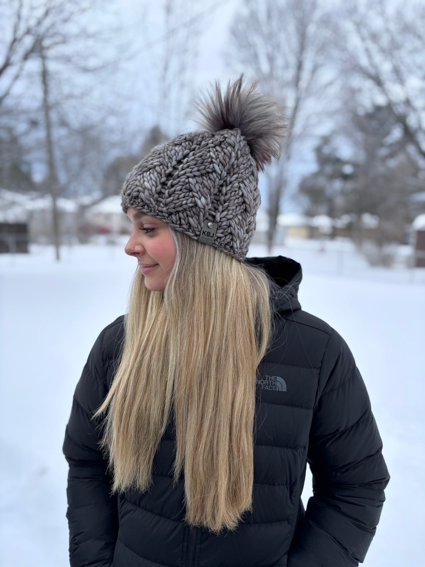 Convergence Beanie | LUXURY Handmade 100% Merino Wool Knit Beanie | Malabrigo Rasta | Detachable Faux Fur Pom Pom | ADULT size | Ready To Ship