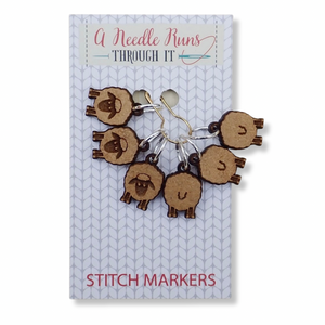 Stitch Markers:  "Sheep, front and back" Stitch Markers by A Needle Runs Through It