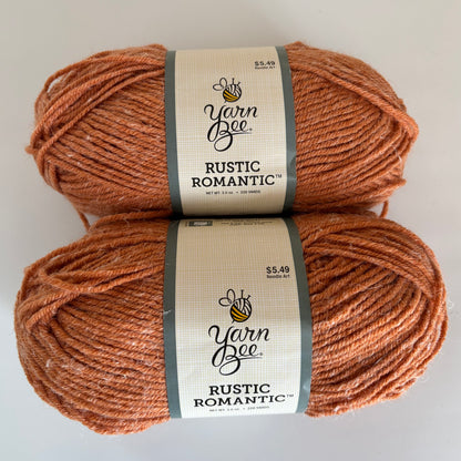 YARN:  Lion Brand Yarn Bee Rustic Romantic in Pumpkin Spice - lot of 2 skeins