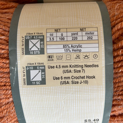 YARN:  Lion Brand Yarn Bee Rustic Romantic in Pumpkin Spice - lot of 2 skeins