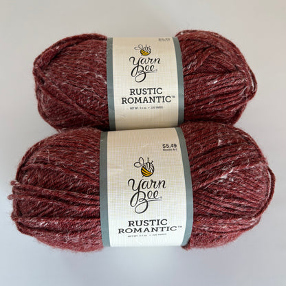 YARN:  Lion Brand Yarn Bee Rustic Romantic in Red Roads - lot of 2 skeins