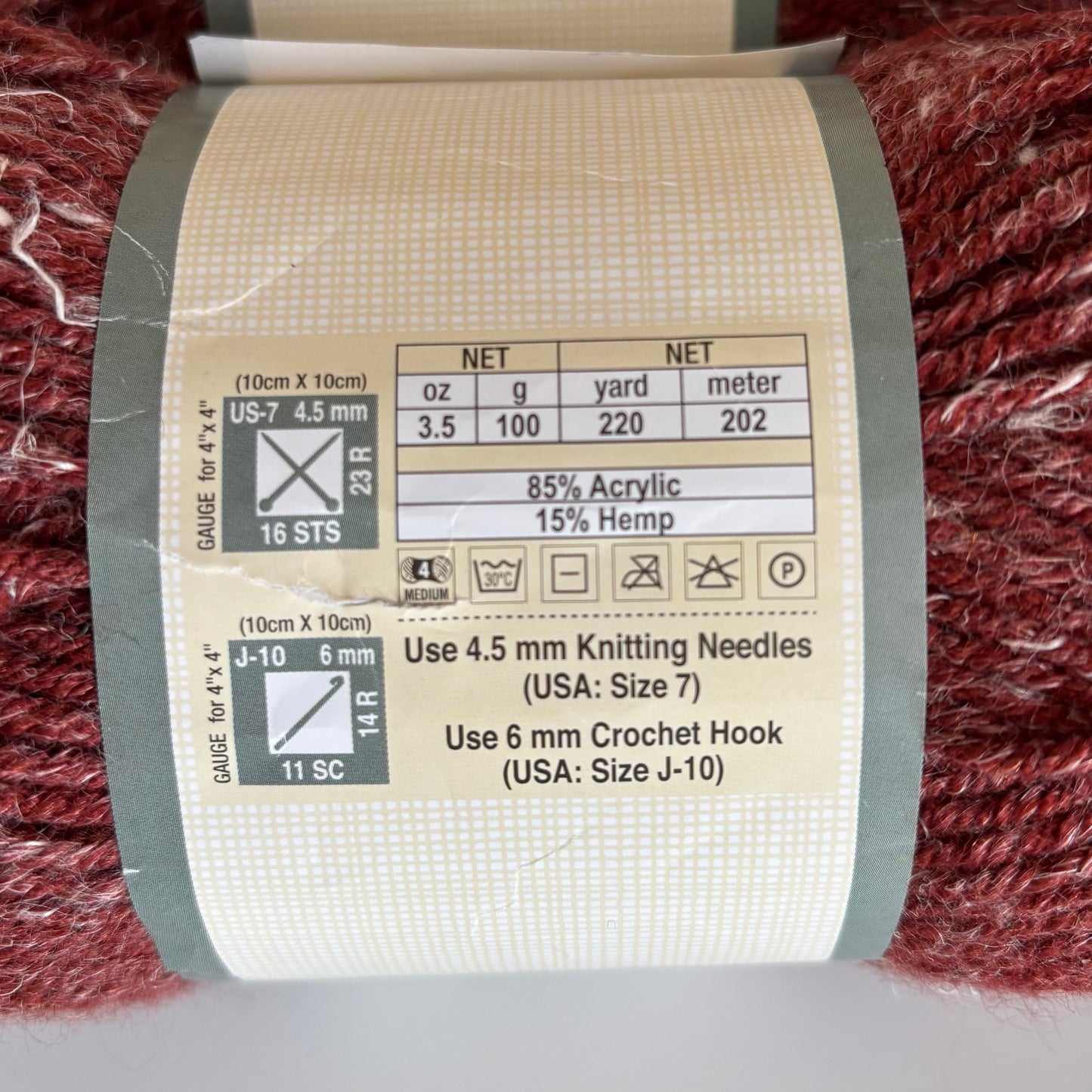 YARN:  Lion Brand Yarn Bee Rustic Romantic in Red Roads - lot of 2 skeins