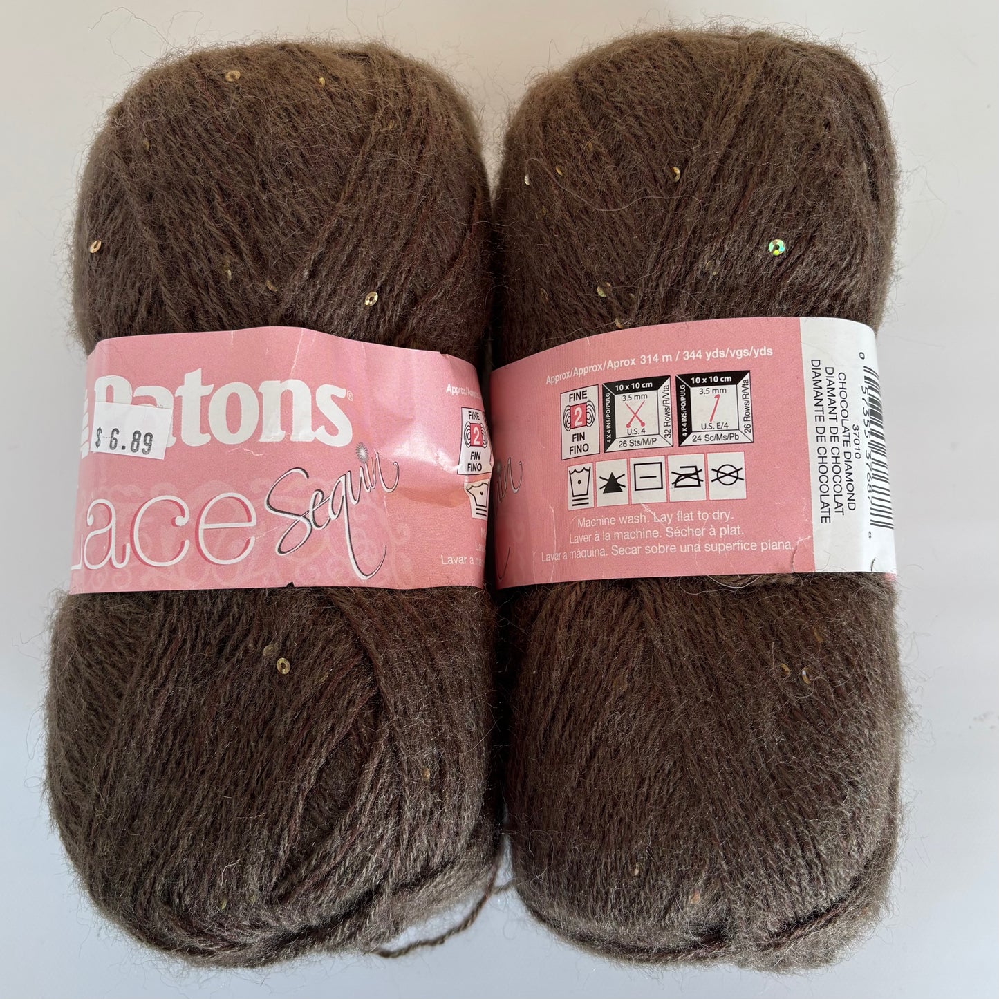 YARN (DISCONTINUED):  Patons Lace (with and without sequins) in various colors
