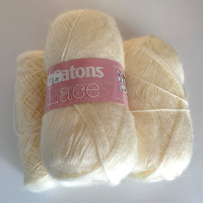 YARN (DISCONTINUED):  Patons Lace (with and without sequins) in various colors