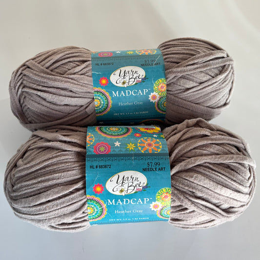 YARN (DISCONTINUED):  Yarn Bee Madcap in Heather Gray (lot of 2)
