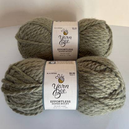 YARN:  Yarn Bee Effortless Super Bulky Yarn in Dried Sage (Lot of 2)
