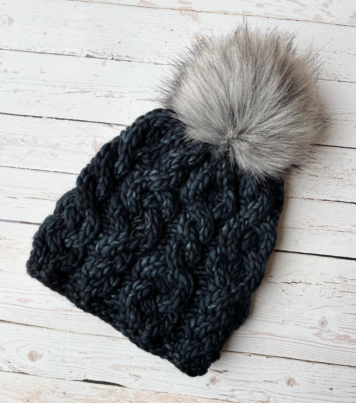 Iron Range Beanie | LUXURY Handmade 100% Merino Wool Knit Beanie | Malabrigo Rasta | Detachable Faux Fur Pom Pom | ADULT size | Ready To Ship
