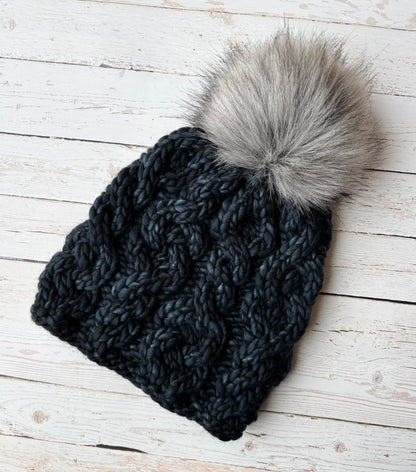 Iron Range Beanie | LUXURY Handmade 100% Merino Wool Knit Beanie | Malabrigo Rasta | Detachable Faux Fur Pom Pom | ADULT size | Ready To Ship