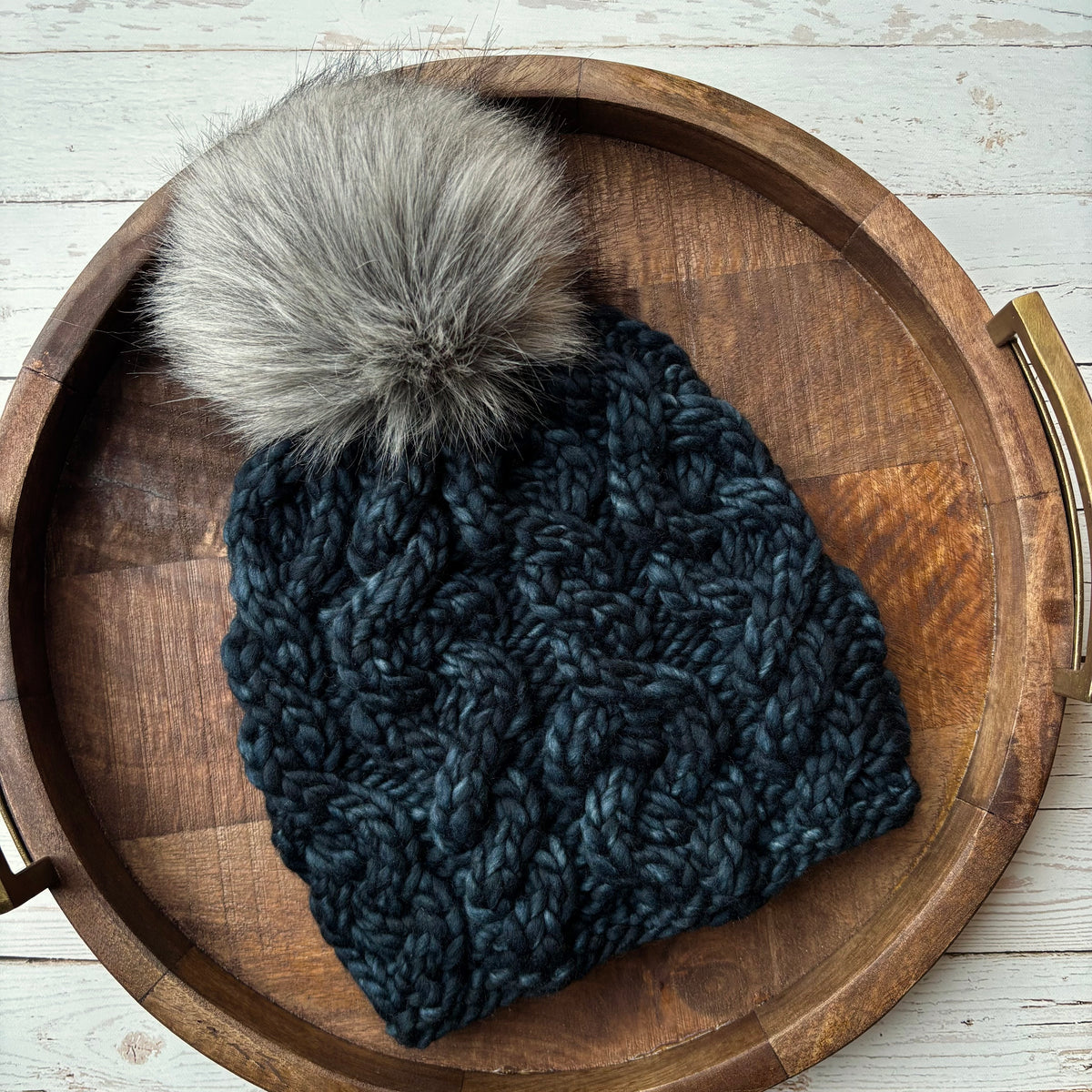 Iron Range Beanie | LUXURY Handmade 100% Merino Wool Knit Beanie | Malabrigo Rasta | Detachable Faux Fur Pom Pom | ADULT size | Ready To Ship