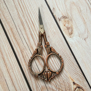 Vintage Style Feathered Friends Embroidery Scissors with protective sleeve