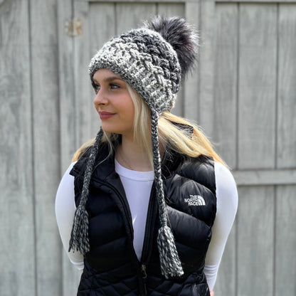 Crochet Pattern for Chunky Diagonal Weave Pom Pom Slouch | Crochet Hat Pattern | Hat Crocheting Pattern | DIY Written Crochet Instructions