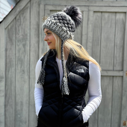 Crochet Pattern for Chunky Diagonal Weave Pom Pom Slouch | Crochet Hat Pattern | Hat Crocheting Pattern | DIY Written Crochet Instructions