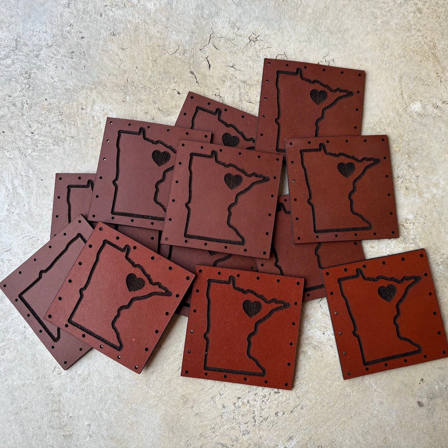 Leather Minnesota Patch for Hat (Various Options)