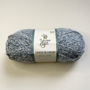 YARN (DISCONTINUED):  Hobby Lobby Yarn Bee 'Denim in Color' #4 worsted weight yarn (individual skeins, denim, gray or black)