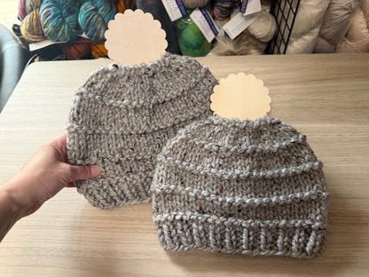 KNIT Pattern for Stratiform Messy Bun Beanie | Knit Hat Pattern | Hat Knitting Pattern | DIY Written Knit Instructions