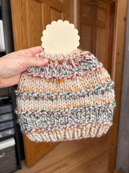 KNIT Pattern for Stratiform Messy Bun Beanie | Knit Hat Pattern | Hat Knitting Pattern | DIY Written Knit Instructions