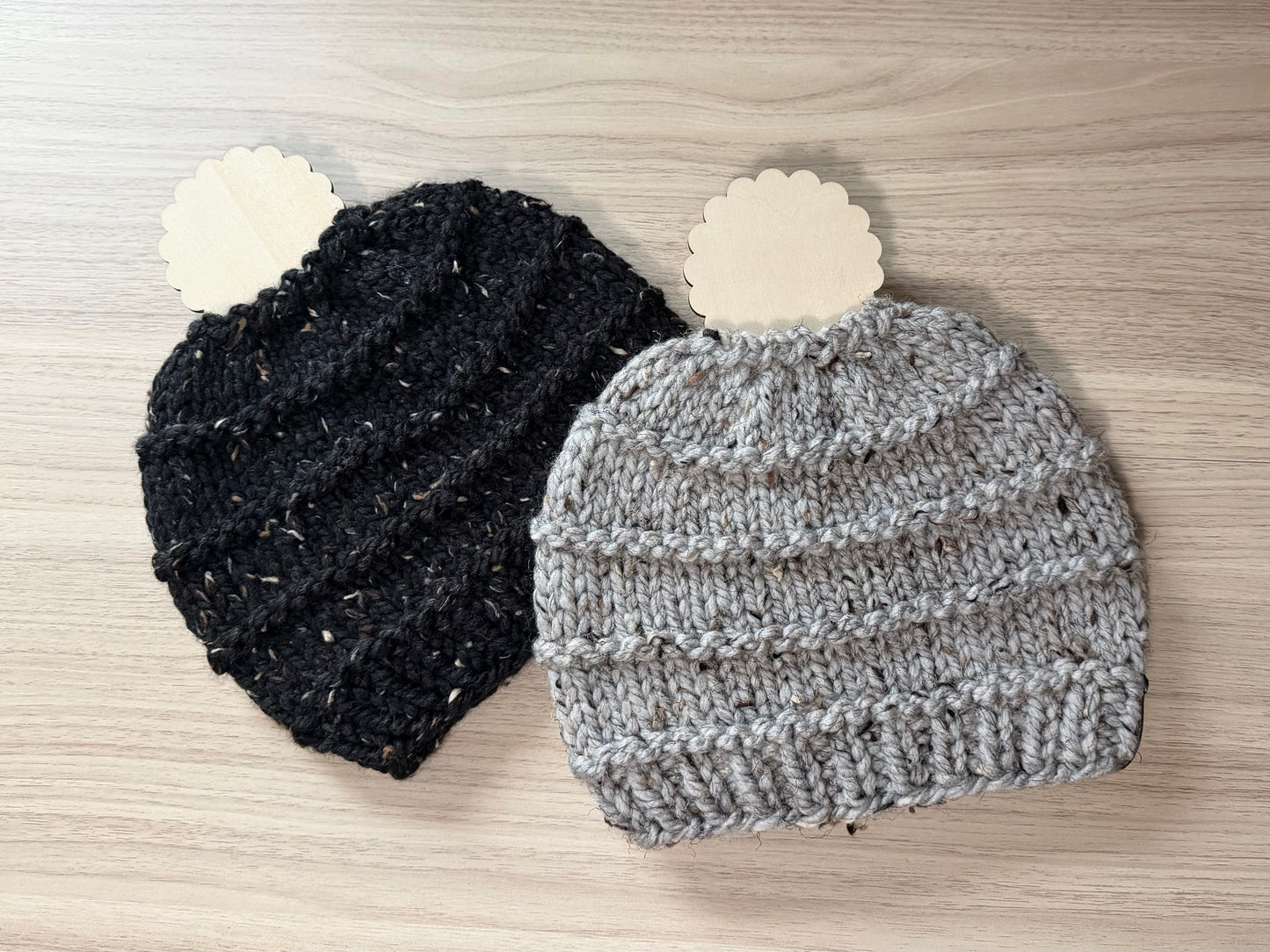 KNIT Pattern for Stratiform Messy Bun Beanie | Knit Hat Pattern | Hat Knitting Pattern | DIY Written Knit Instructions
