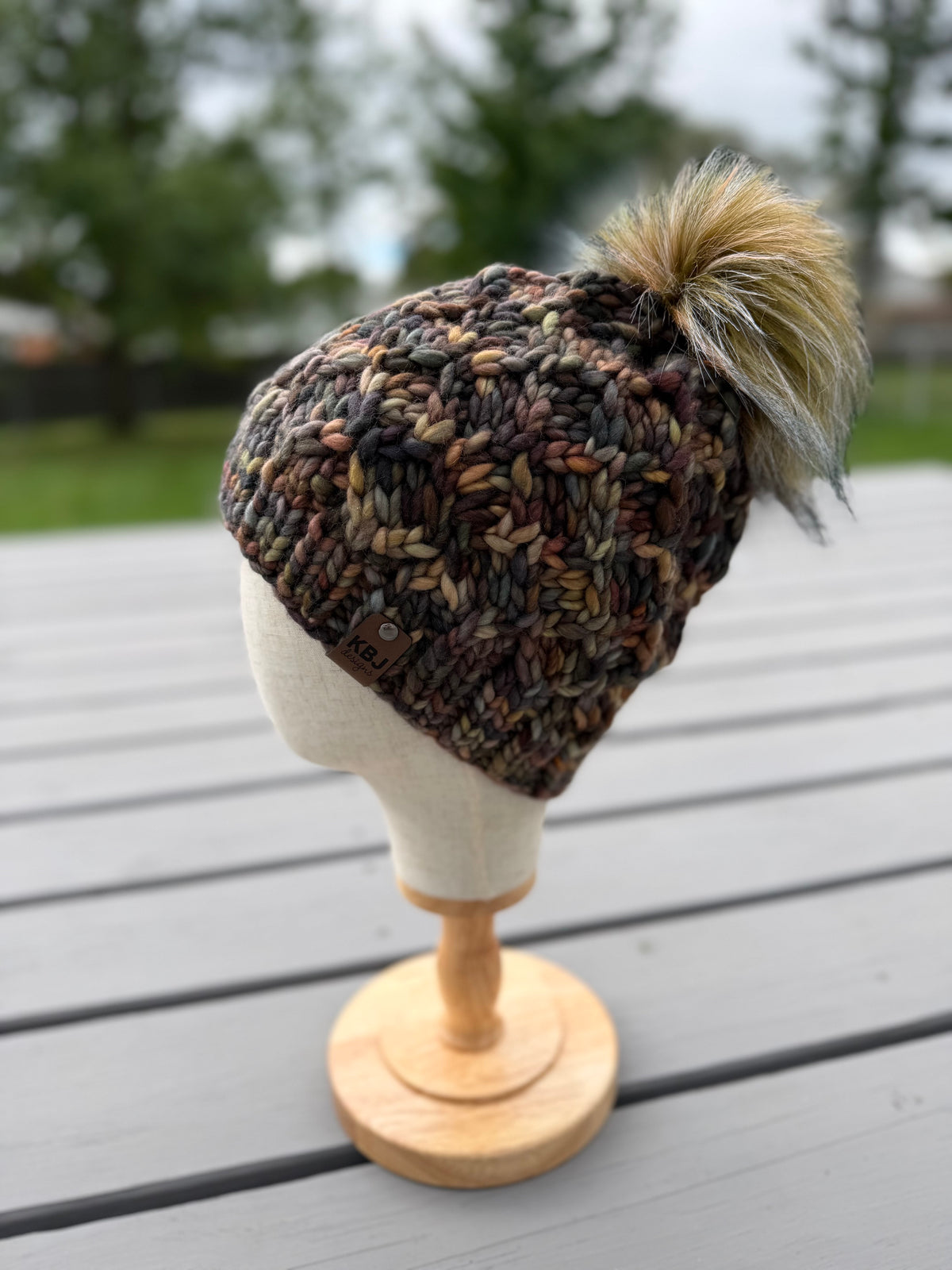 Crossweave Beanie | LUXURY Handmade 100% Merino Wool Knit Beanie | Malabrigo Rasta | Detachable Faux Fur Pom Pom | ADULT size | Ready To Ship