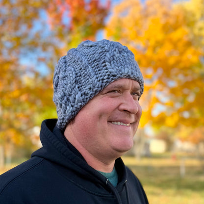 Split Rock Cable Beanie | LUXURY Handmade 100% Merino Wool Knit Beanie | Malabrigo Rasta | MEDIUM LARGE ADULT size | Ready To Ship