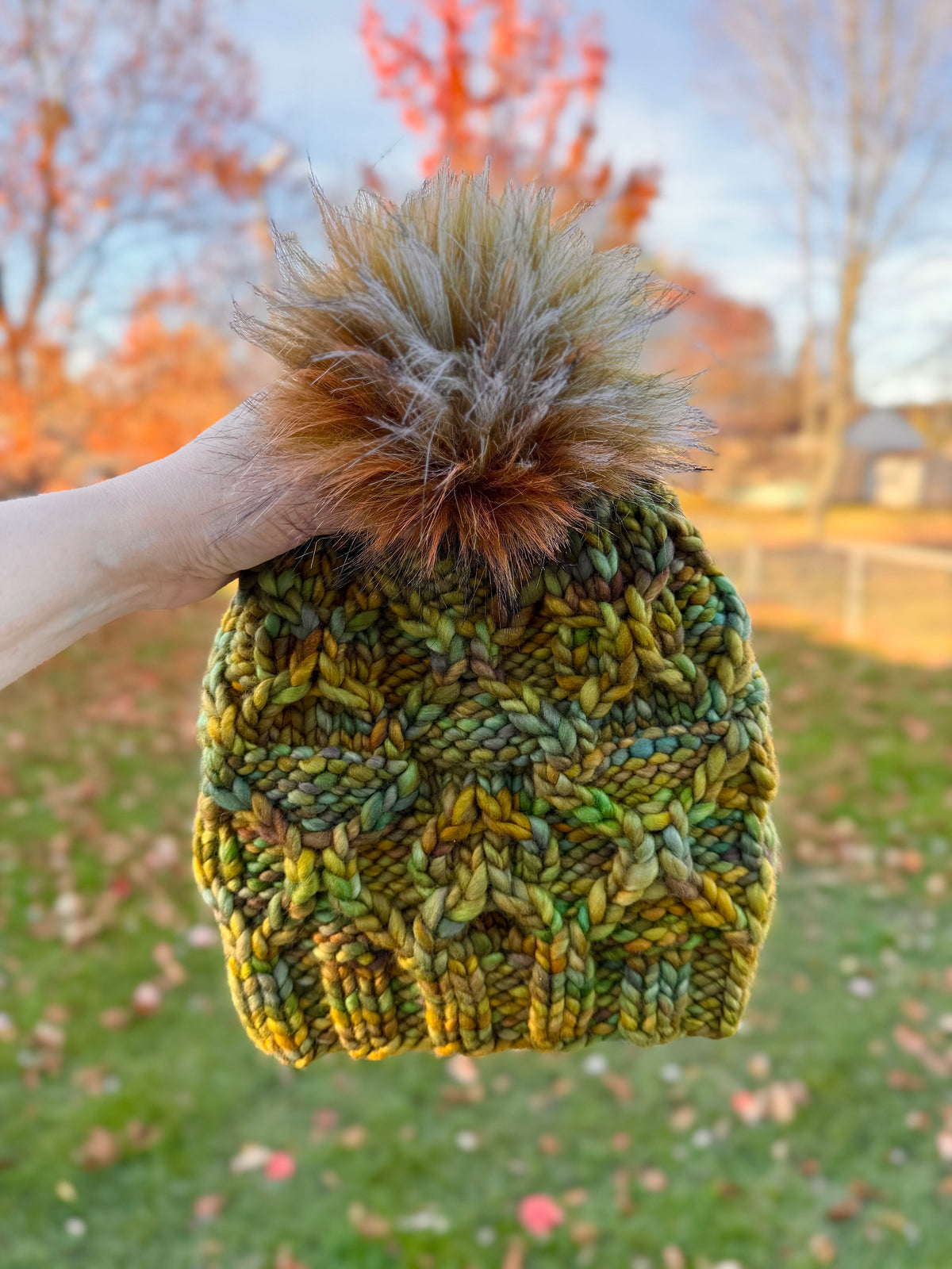 Boundary Waters Beanie | LUXURY Handmade 100% Merino Wool Knit Beanie | Malabrigo Rasta | Detachable Faux Fur Pom Pom | MEDIUM LARGE ADULT size | Ready To Ship