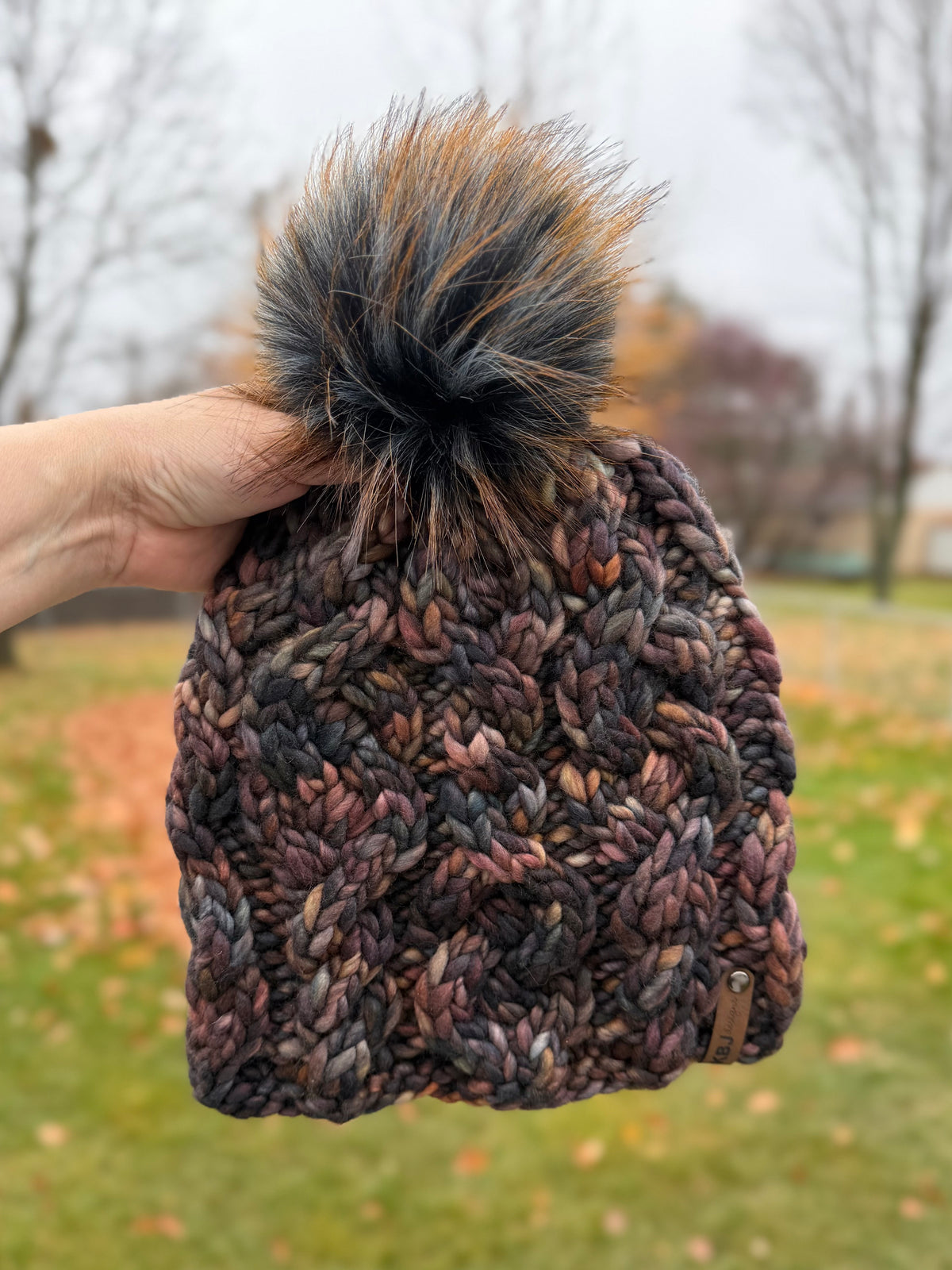 Iron Range Beanie | LUXURY Handmade 100% Merino Wool Knit Beanie | Malabrigo Rasta | Detachable Faux Fur Pom Pom | ADULT size | Ready To Ship