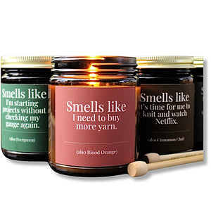 Hand-poured Coconut Soy Wax Candles - "Funny Sayings for Knitters"