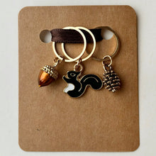 Load image into Gallery viewer, Stitch Markers: Squirrel, Acorn and Pinecone (set of 3 markers)
