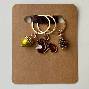 Stitch Markers: Squirrel, Acorn and Pinecone (set of 3 markers)