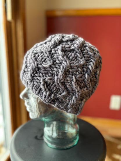 Wine Twister Beanie | LUXURY Handmade 100% Merino Wool Knit Beanie | Malabrigo Rasta | LARGE ADULT size | Ready To Ship