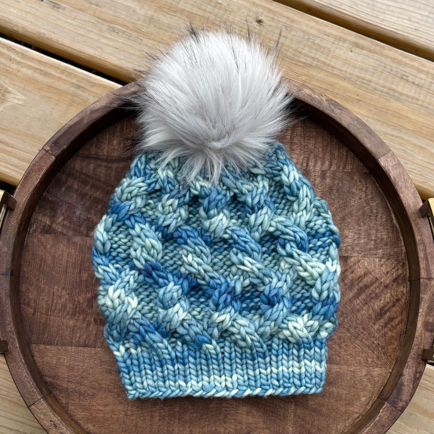 Interlinked Beanie | LUXURY Handmade 100% Merino Wool Knit Beanie | Franca Manos del Uruguay | Detachable Faux Fur Pom Pom | ADULT size | Ready To Ship