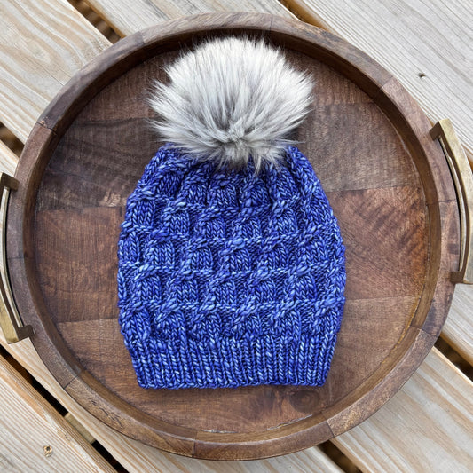 Nolita Slouch | LUXURY Handmade 100% Merino Wool Knit Beanie | Malabrigo Mecha | Detachable Faux Fur Pom Pom | ADULT size | Ready To Ship