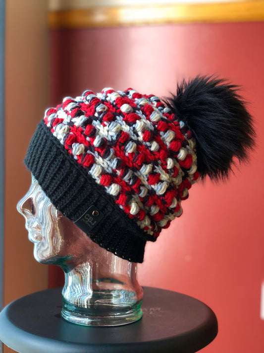Gramercy Slouch | Premium Handmade Crochet Beanie  | ADULT size | Detachable Faux Fur Pom Pom  |  Ready To Ship