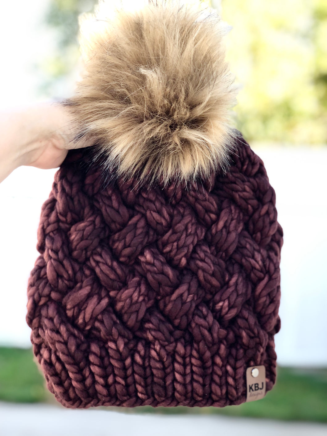 Yukon Slouch LUXURY Handmade 100% Merino Wool Knit Beanie in Malabrigo Rasta with detachable faux fur pom pom - Ready To Ship