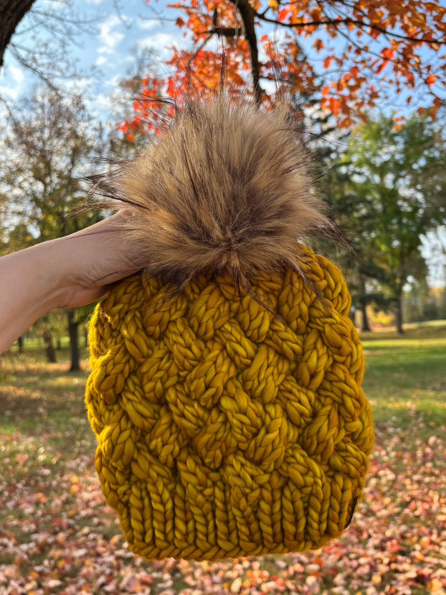 Yukon Slouch | LUXURY Handmade 100% Merino Wool Knit Beanie | Malabrigo Rasta | Detachable Faux Fur Pom Pom | ADULT size | Ready To Ship