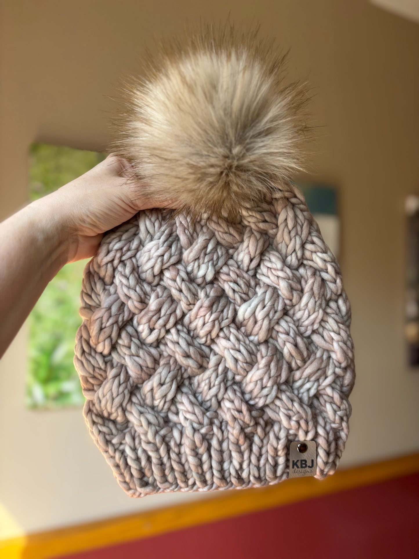 Yukon Slouch | LUXURY Handmade 100% Merino Wool Knit Beanie | Malabrigo Rasta | Detachable Faux Fur Pom Pom | ADULT size | Ready To Ship