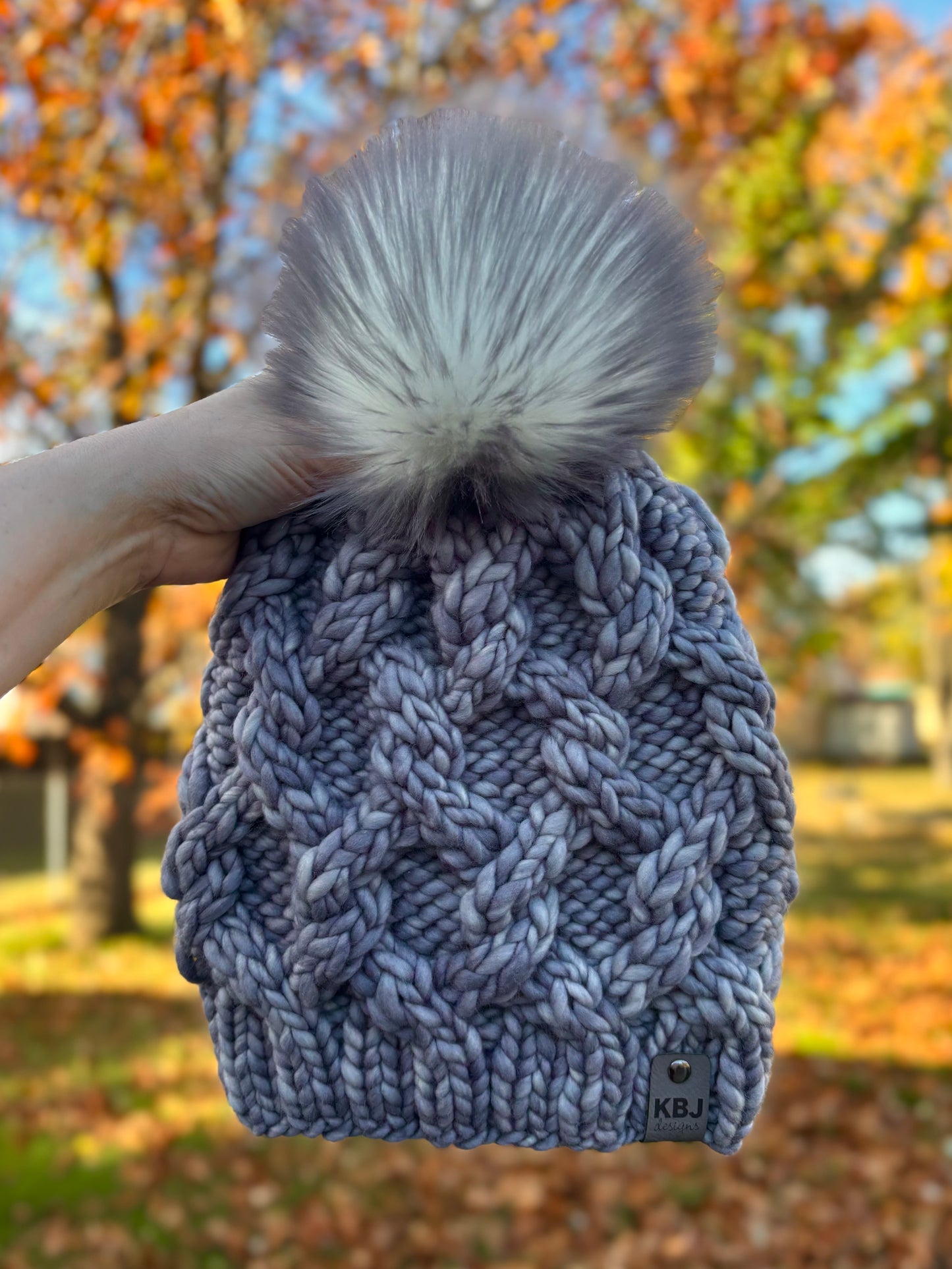 Interlinked Beanie | LUXURY Handmade 100% Merino Wool Knit Beanie | Malabrigo Rasta | Detachable Faux Fur Pom Pom | ADULT size | Ready To Ship