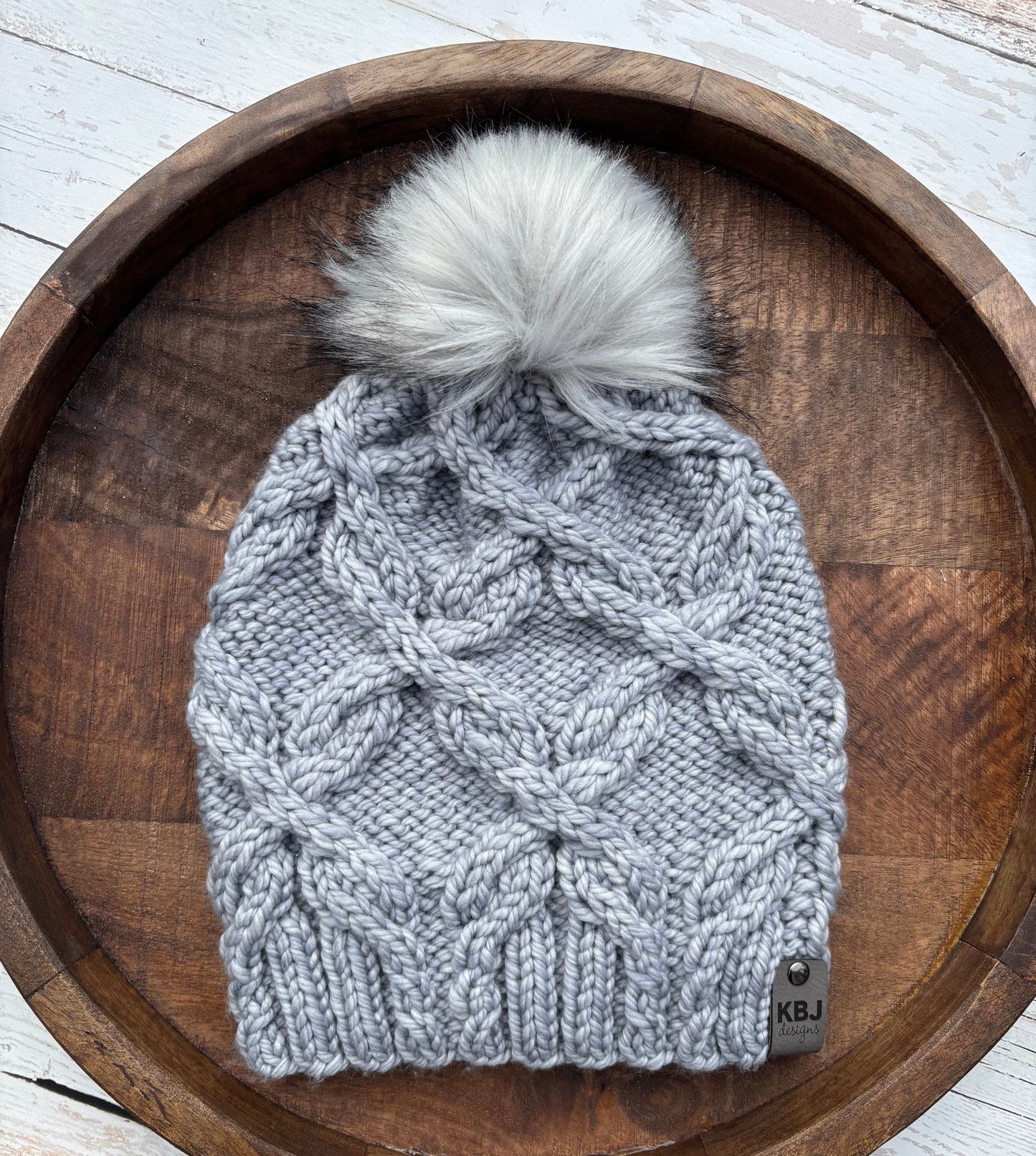 Double Cross Beanie | LUXURY Handmade 100% Merino Wool Knit Beanie | Malabrigo Chunky | Detachable Faux Fur Pom Pom | ADULT Size | Ready To Ship