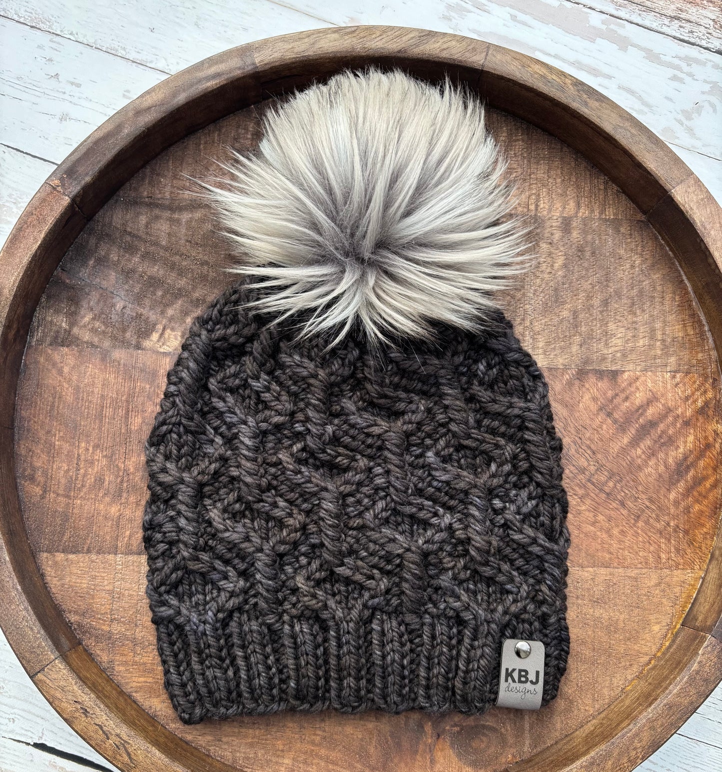 Wine Twister Beanie | LUXURY Handmade 100% Merino Wool Knit Beanie | Malabrigo Chunky | Detachable Faux Fur Pom Pom | SMALL ADULT Size | Ready To Ship