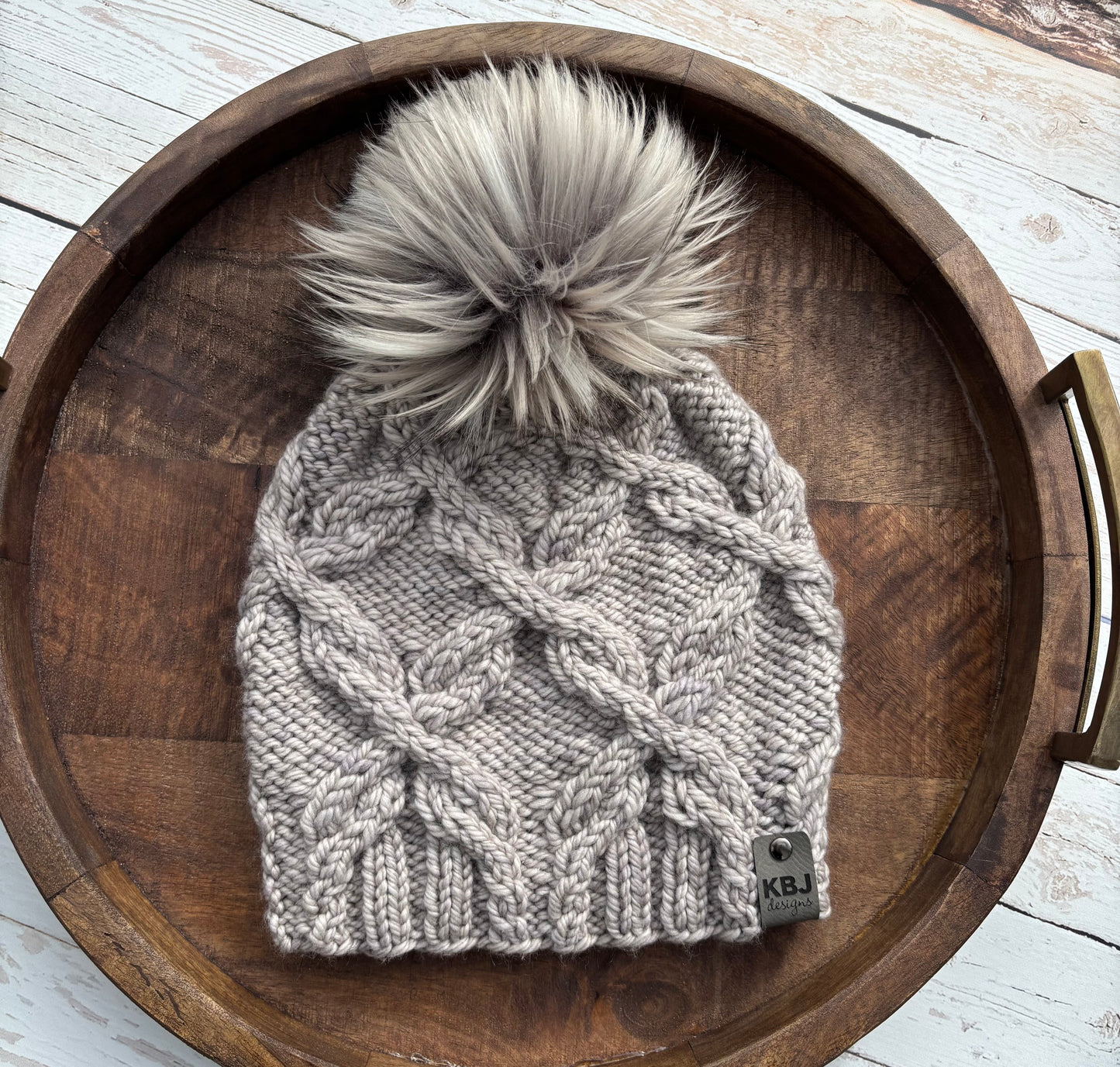Double Cross Beanie | LUXURY Handmade 100% Merino Wool Knit Beanie | Malabrigo Chunky | Detachable Faux Fur Pom Pom | ADULT Size | Ready To Ship