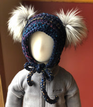 Load image into Gallery viewer, Toddler Double Pom Bonnet  | Premium Handmade | Detachable Faux Fur Pom Poms  |  Ready To Ship

