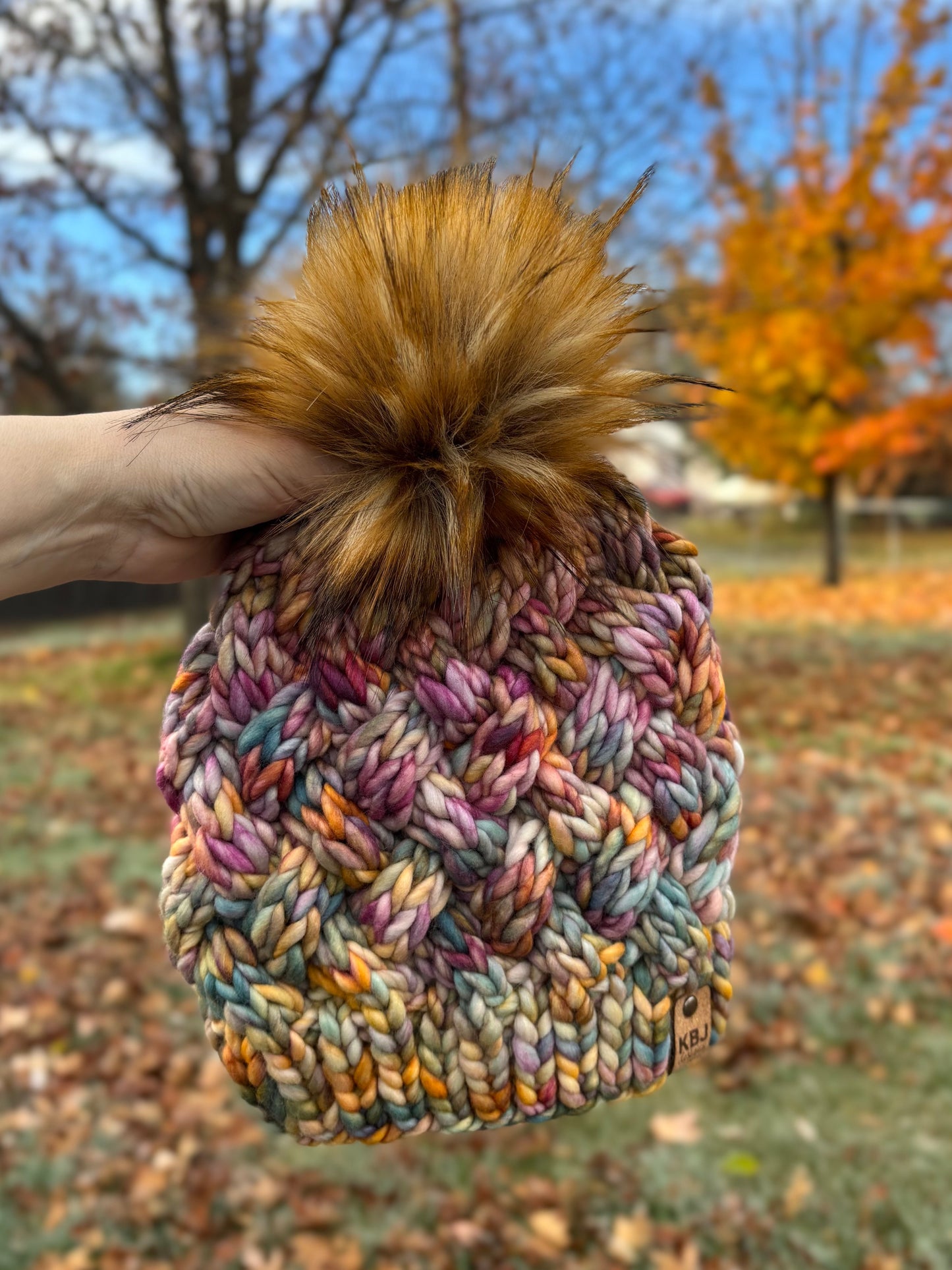 Yukon Slouch | LUXURY Handmade 100% Merino Wool Knit Beanie | Malabrigo Rasta | Detachable Faux Fur Pom Pom | ADULT size | Ready To Ship