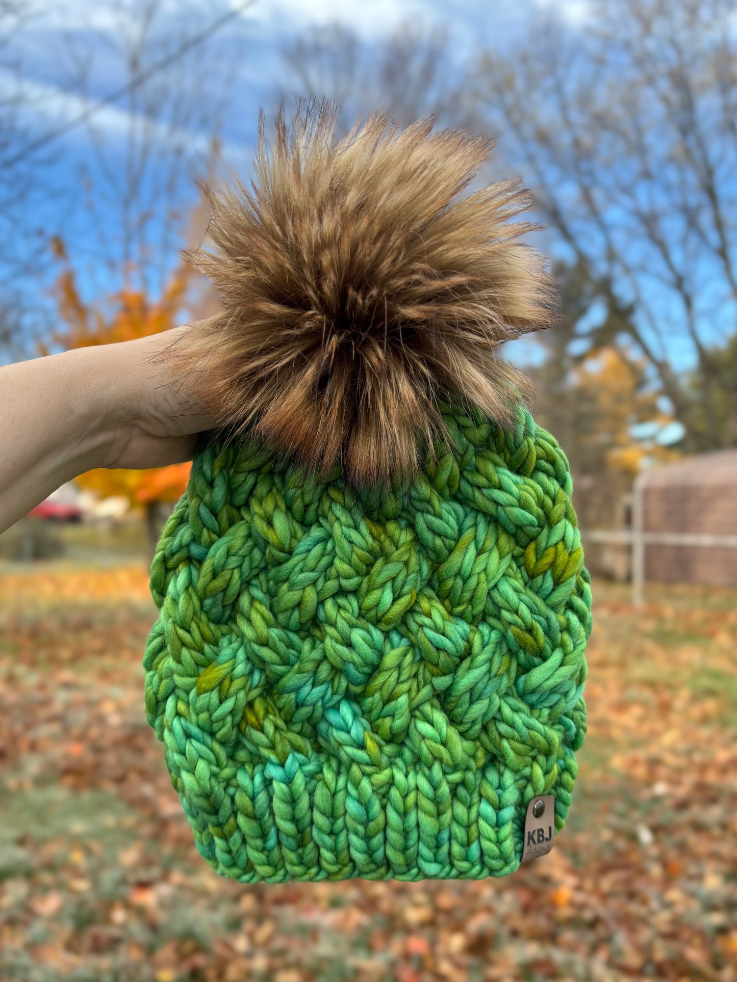 Yukon Slouch | LUXURY Handmade 100% Merino Wool Knit Beanie | Malabrigo Rasta | Detachable Faux Fur Pom Pom | ADULT size | Ready To Ship