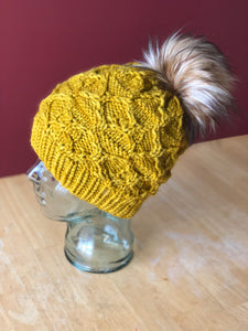 Knit Beanie | LUXURY Handmade 100% Merino Wool Knit Beanie | Malabrigo Chunky | Detachable Faux Fur Pom Pom | ADULT size | Ready To Ship