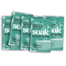 Load image into Gallery viewer, Soak Wash | Sample Size MiniSoak | Assorted Fragrances | 5 mL Single Use | Gentle No-Rinse Laundry Soap
