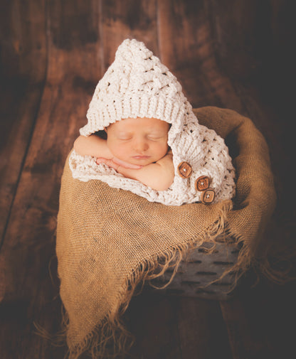 Crochet Pattern for Windchill Hooded Button Up Baby Cocoon | Crochet Hooded Cocoon Pattern | Baby Cocoon Crocheting Pattern | DIY Written Crochet Instructions