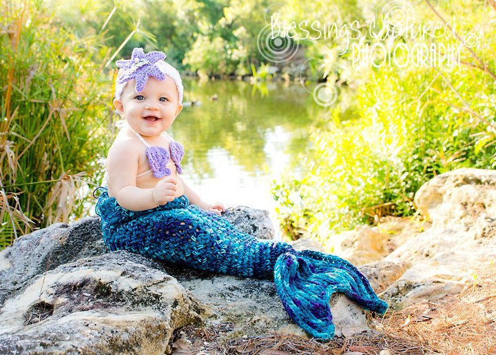 SET OF 3 Crochet Patterns for Mermaid Tail, Shell Bikini Top, & Starfish Headband Photography Props | Crochet Mermaid Pattern | Mermaid Tail Crocheting Pattern | DIY Written Crochet Instructions