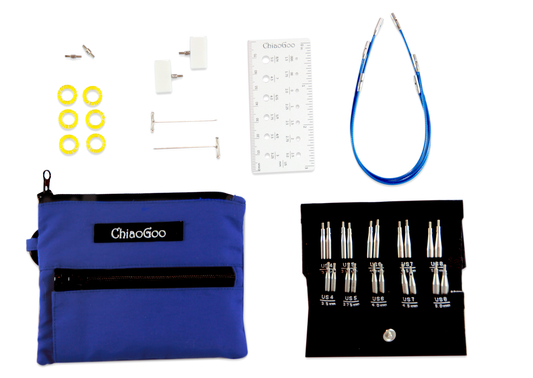 ChiaoGoo - 2" & 3" Twist Shortie Small Interchangeable Needle Set | Blue | US 4-8 (3.5-5 mm)